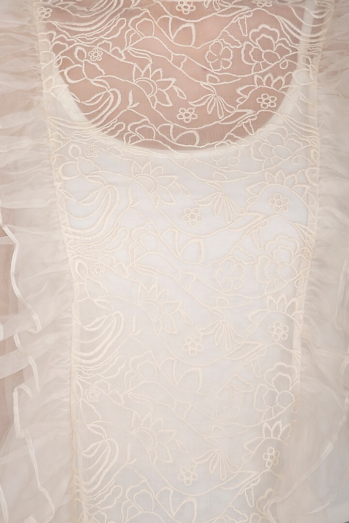 Ivory Ruffled Embroidered Top by J by Jannat at Pernia's Pop Up Shop