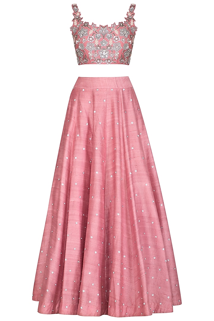 Pink Embroidered Lehenga Set by J by Jannat