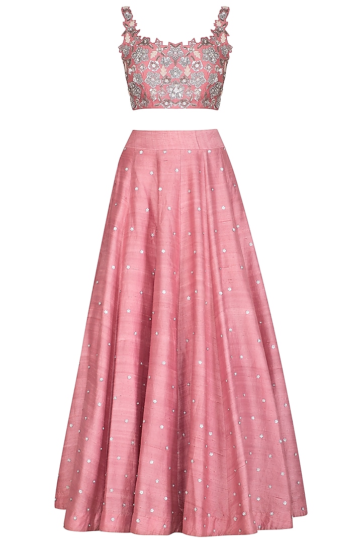 Pink Embroidered Wedding Lehenga Set by J by Jannat at Pernia's Pop Up Shop