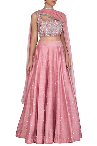 Pink Embroidered Lehenga Set by J by Jannat