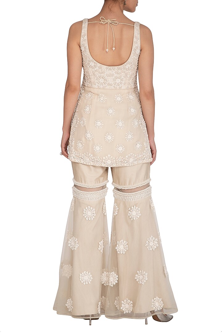 Ivory Embroidered Wedding Sharara Set by J by Jannat at Pernia's Pop Up Shop