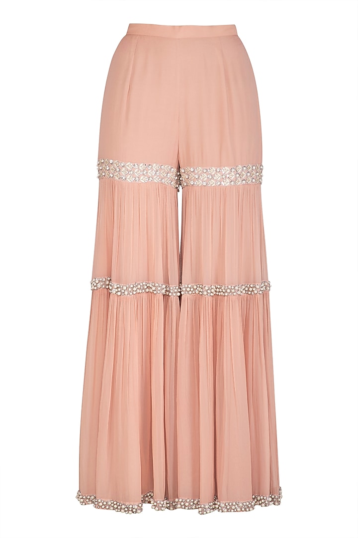 Peach Embroidered Wedding Sharara Set by J by Jannat at Pernia's Pop Up Shop