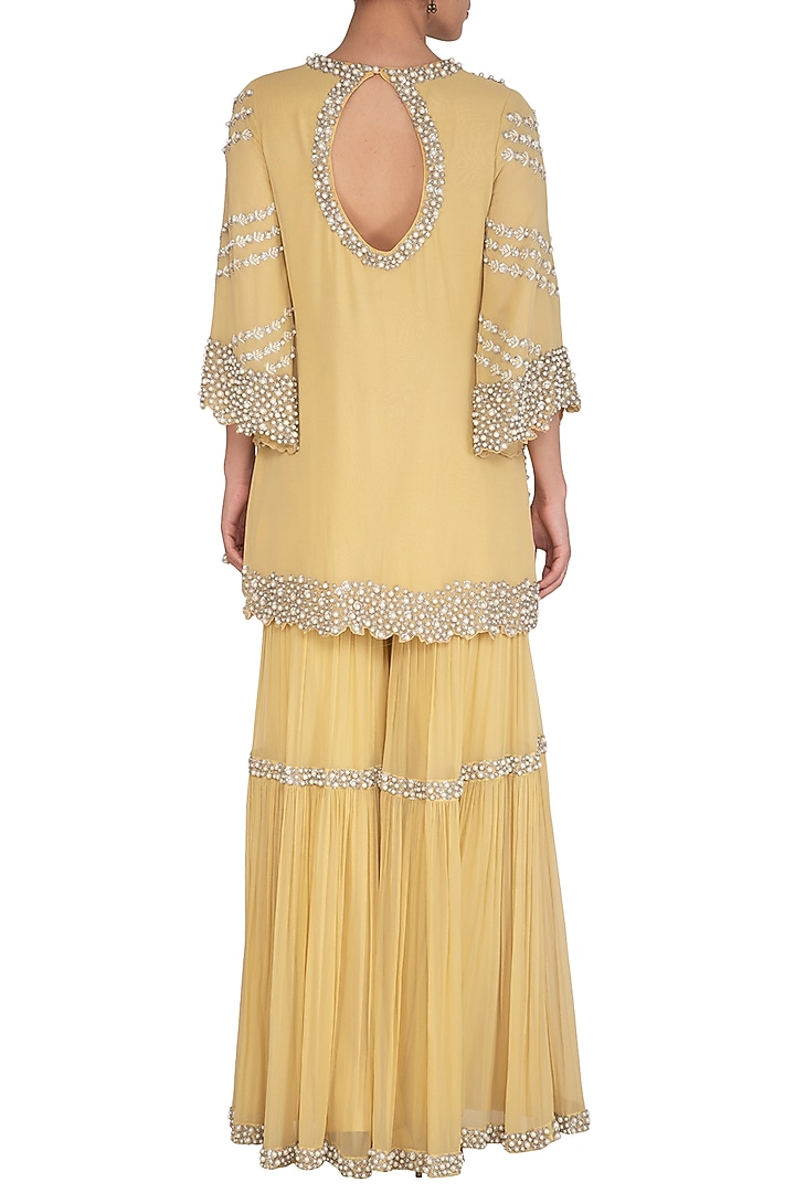Lemon Yellow Embroidered Wedding Sharara Set by J by Jannat at Pernia's Pop Up Shop