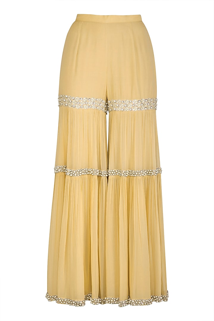 Lemon Yellow Embroidered Wedding Sharara Set by J by Jannat at Pernia's Pop Up Shop