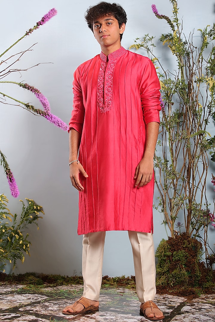 Coral Embroidered Kurta by Julie by Julie Shah Men