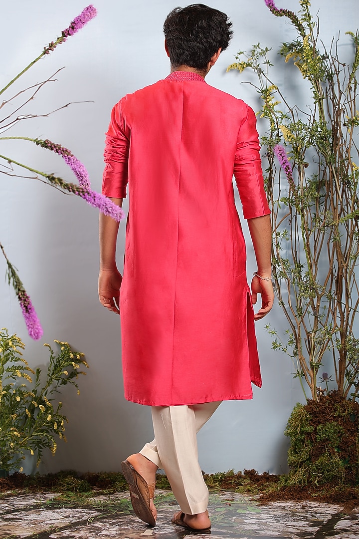 Coral Embroidered Kurta by Julie by Julie Shah Men at Pernia's Pop Up Shop