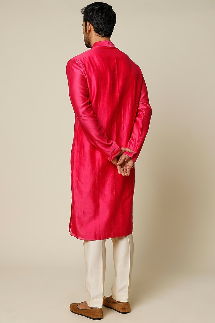 Fuchsia Sequins Embroidered Kurta Set by Julie by Julie Shah Men at Pernia's Pop Up Shop