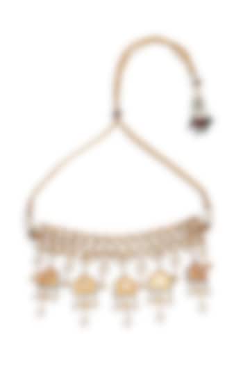 Gold Finish Necklace With Hydro Kundan Polki by Joules By Radhika