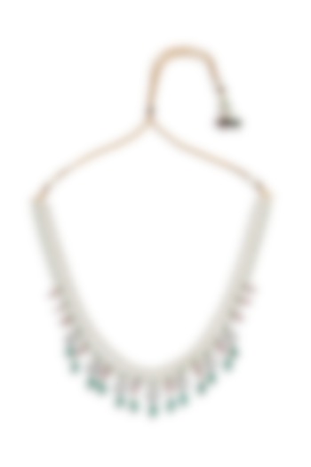 Gold Finish Jade & Pearl Necklace by Joules By Radhika