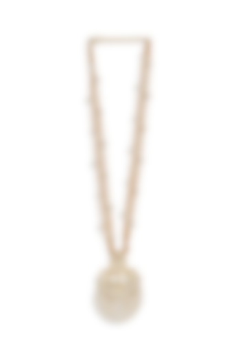Gold Finish Shell Pearl Layered Necklace In Brass by Joules By Radhika