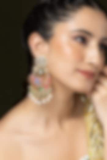 Gold Finish Green Beaded Enameled Dangler Earrings by Joules By Radhika at Pernia's Pop Up Shop