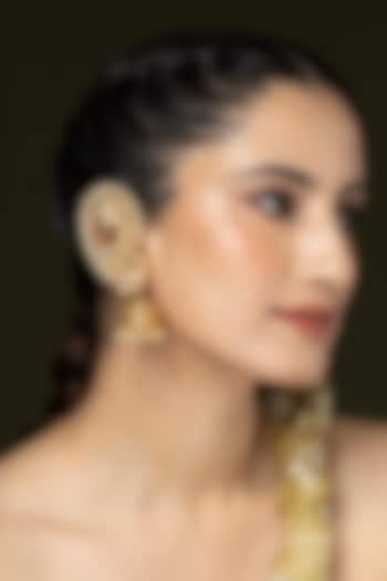 Gold Finish Pearl Cuff Earrings by Joules By Radhika at Pernia's Pop Up Shop