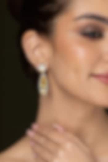 Gold Finish Pearl-Cut Crystal Dangler Earrings by Joules By Radhika at Pernia's Pop Up Shop