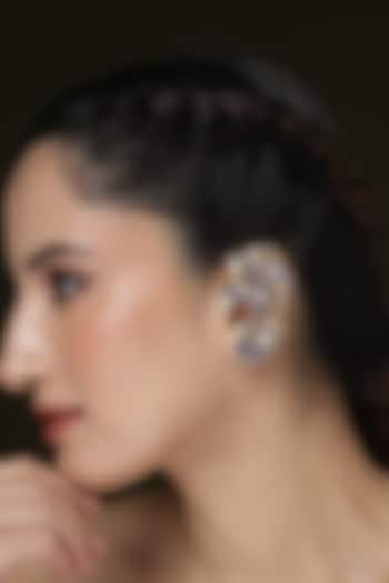 Gold Finish Purple Stone Hoop Earrings by Joules By Radhika at Pernia's Pop Up Shop