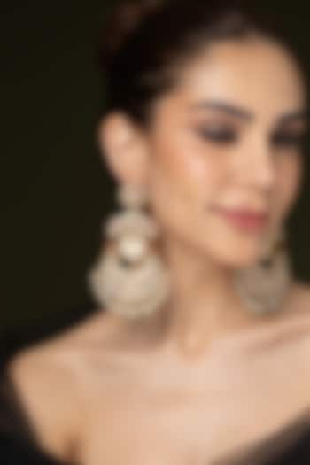 Gold Finish Ruby Stone & Pearl Drop Chandbali Earrings by Joules By Radhika at Pernia's Pop Up Shop