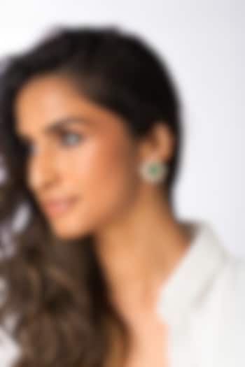 Gold Plated Faceted Green Stone Stud Earrings by Joules By Radhika at Pernia's Pop Up Shop