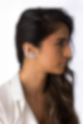 Silver Finish White Stone Floral Earcuffs by Joules By Radhika at Pernia's Pop Up Shop