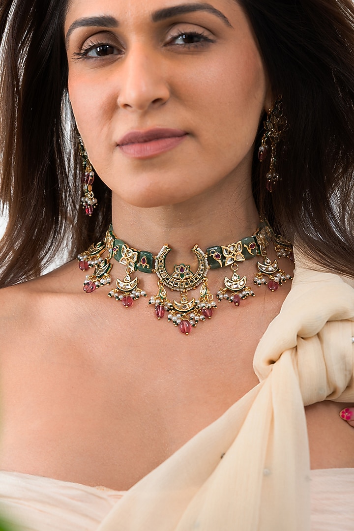 Gold Plated Brass Necklace Set by Joules By Radhika at Pernia's Pop Up Shop
