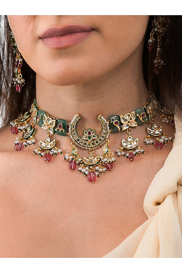 Gold Plated Brass Necklace Set by Joules By Radhika at Pernia's Pop Up Shop