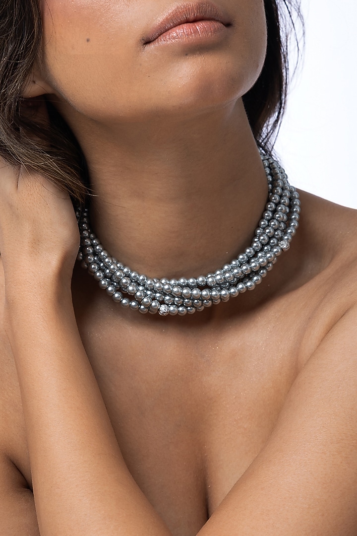 Grey Beaded Necklace  by Joules By Radhika at Pernia's Pop Up Shop