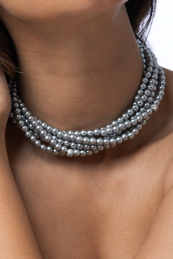 Grey Beaded Necklace  by Joules By Radhika at Pernia's Pop Up Shop