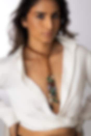 Brown Beads & Multi-Colored Stone Long Necklace by Joules By Radhika at Pernia's Pop Up Shop