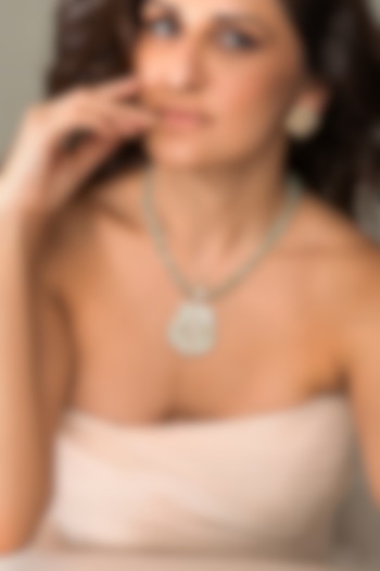 Gold Plated Sea Green Beaded Pendant Necklace Set by Joules By Radhika at Pernia's Pop Up Shop