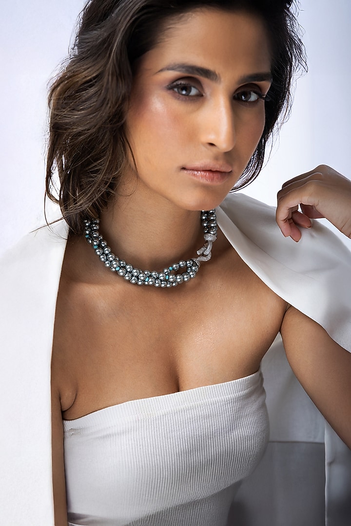 Grey Pearl Multi-Strand Necklace by Joules By Radhika at Pernia's Pop Up Shop