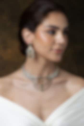 Gold Finish Emerald Green Stone Necklace Set by Joules By Radhika at Pernia's Pop Up Shop