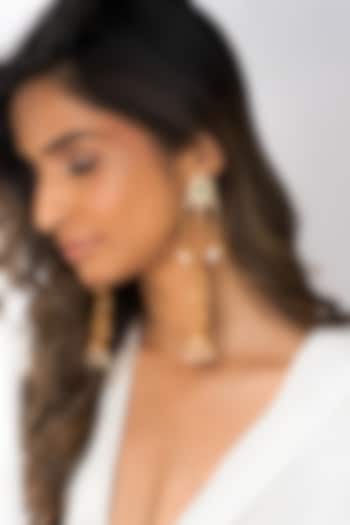 Gold Plated Beaded Jhumka Earrings by Joules By Radhika at Pernia's Pop Up Shop