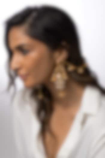 Gold Plated Jhumka Earrings With Chain by Joules By Radhika at Pernia's Pop Up Shop