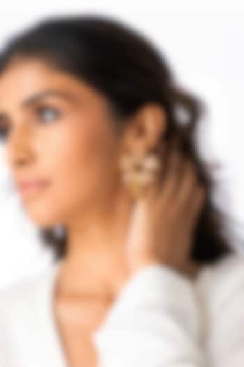 Gold Plated Rose Pink Quartz Dangler Earrings by Joules By Radhika at Pernia's Pop Up Shop