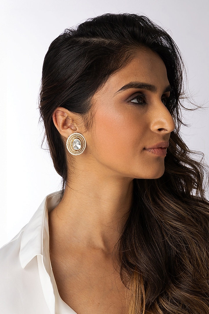 Metallic Gold Plated Mandala Disc Earrings by Joules By Radhika at Pernia's Pop Up Shop