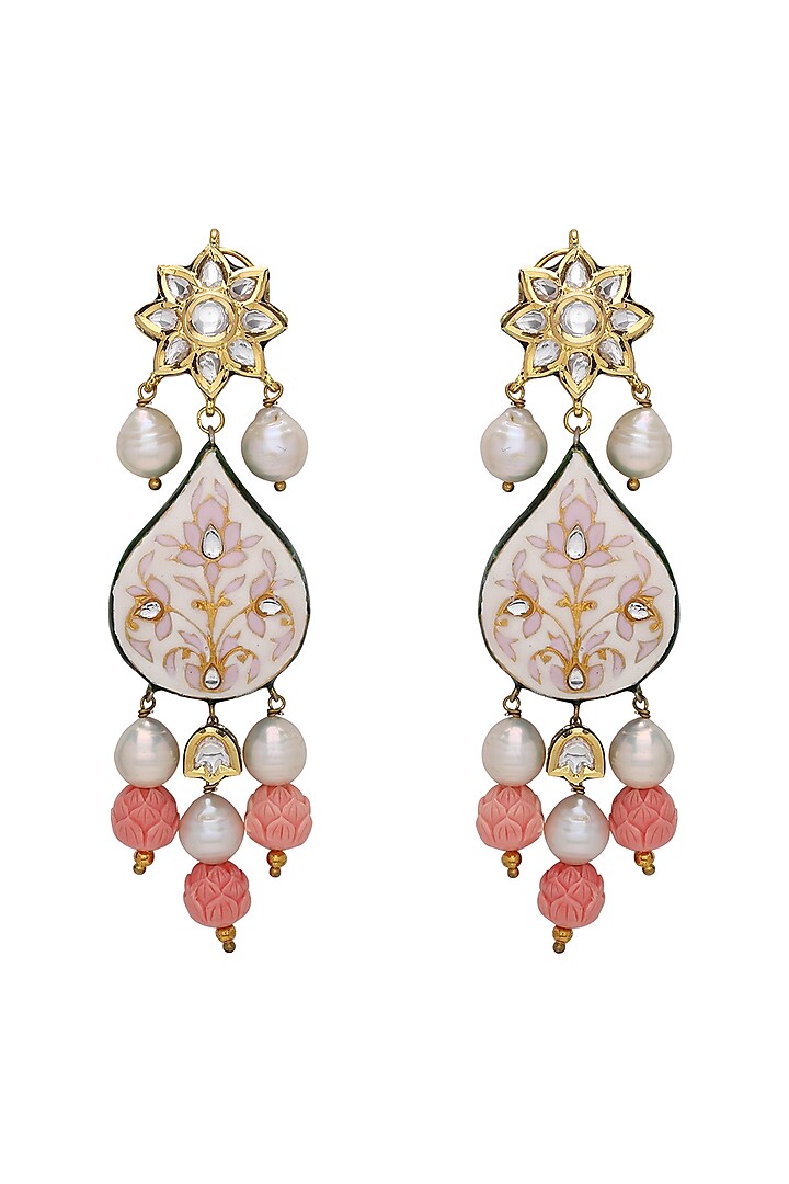 Gold Plated Meenakari Pearl Earrings Design by Joules By Radhika at ...