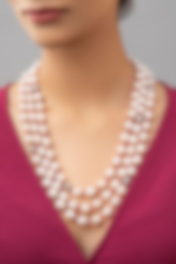 White Finish Swarovskis Necklace by Joules By Radhika