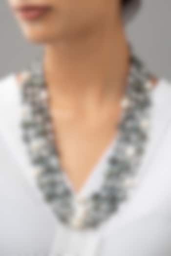 White Finish Jade Beaded Necklace by Joules By Radhika