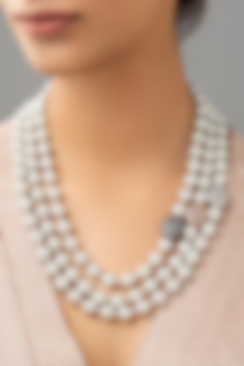 Gold Finish Shell Pearl Necklace by Joules By Radhika