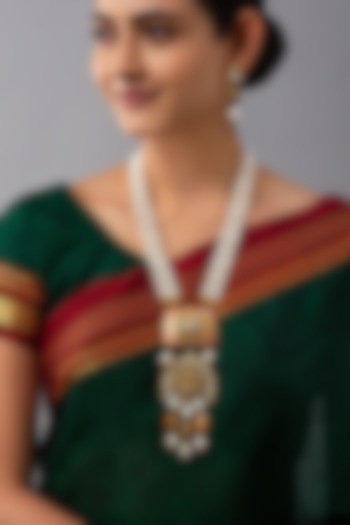Gold Finish Meenakari Kundan Necklace Set by Joules By Radhika