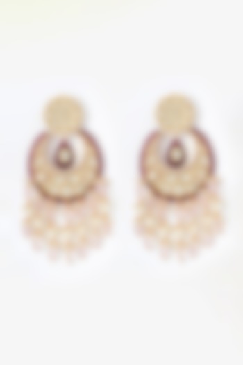 Gold Finish Shell Pearl Chandelier Earrings by Joules By Radhika