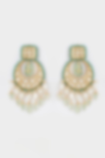 Gold Finish Fluoride Beads Chandbali Earrings In Brass by Joules By Radhika