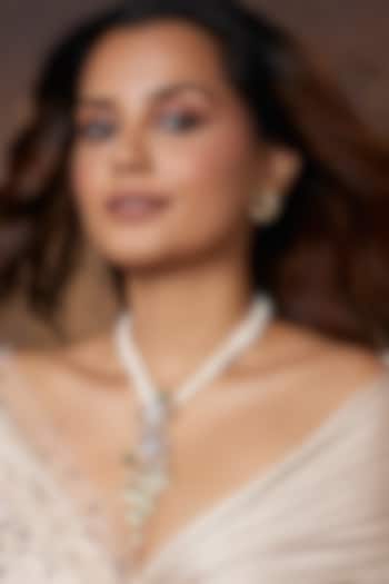 Gold Finish Kundan Polki Pendant Necklace Set by Joules By Radhika at Pernia's Pop Up Shop