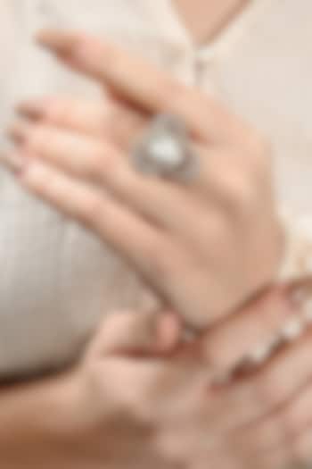 Gold Plated Kundan Polki & Zircon Ring by Joules By Radhika at Pernia's Pop Up Shop