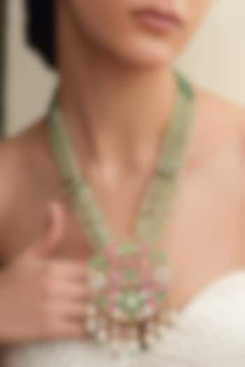 Gold Finish Multi-Colored Stone & Beaded Long Necklace by Joules By Radhika at Pernia's Pop Up Shop