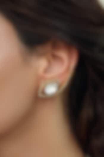 Gold Finish Kundan Polki Cuff Earrings by Joules By Radhika at Pernia's Pop Up Shop