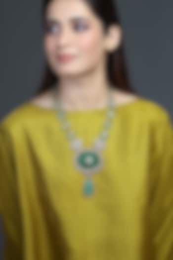 Gold Finish Mint Green Beaded Necklace by Joules By Radhika at Pernia's Pop Up Shop