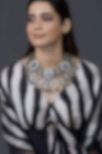 Oxidised Silver Finish Metal Work Necklace by Joules By Radhika at Pernia's Pop Up Shop