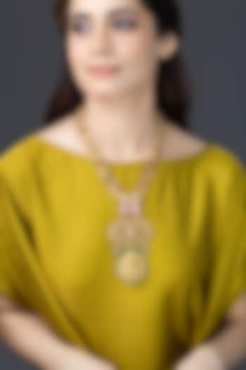 Gold Finish Beaded Pendant Necklace by Joules By Radhika at Pernia's Pop Up Shop