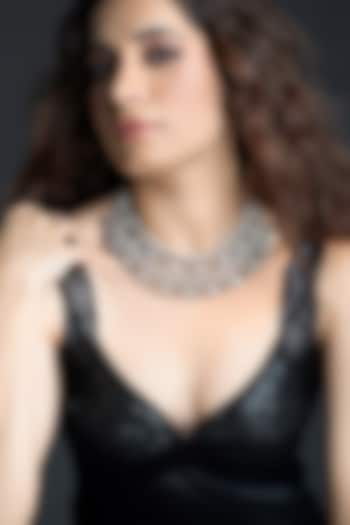 Gold Finish White Beaded Layered Necklace by Joules By Radhika at Pernia's Pop Up Shop