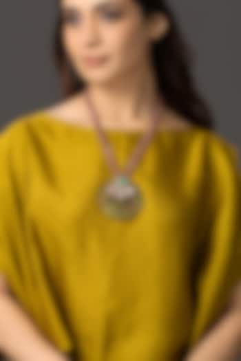Gold Finish Multi-Colored Stone Necklace by Joules By Radhika at Pernia's Pop Up Shop