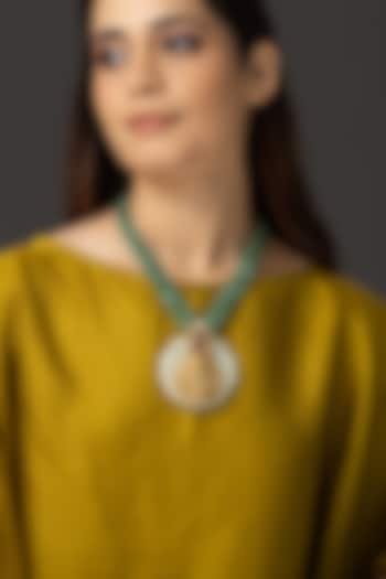 Gold Finish Green Stone Necklace by Joules By Radhika at Pernia's Pop Up Shop